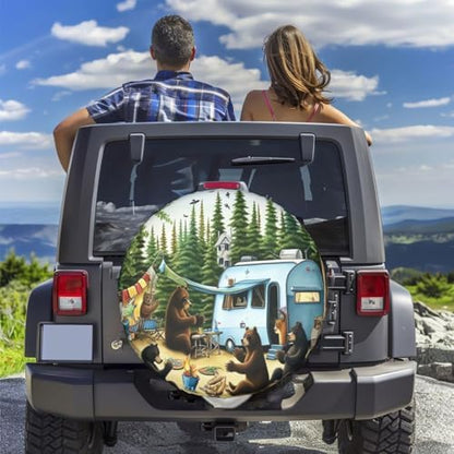 Camping Bears Spare Tire Cover for Rv SUV, Funny Waterproof Wheel Protectors - Image 5