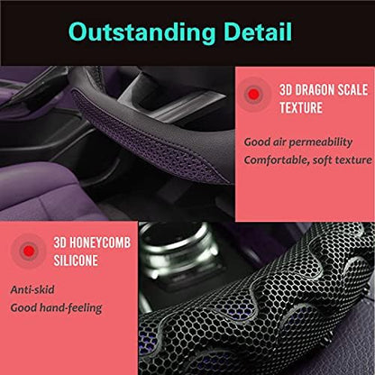 PINCTROT D Shaped Steering Wheel Cover Great Grip 14.5-15 Inch - Image 3