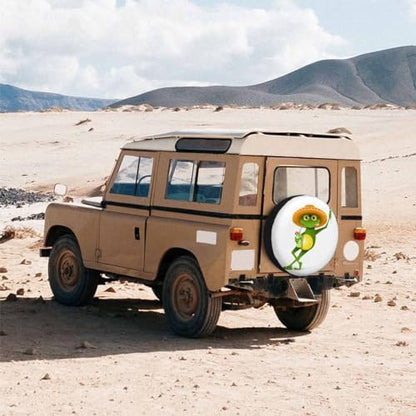 Green Frog Spare Tire Cover Wear Sombrero and Drink a Cocktail Summer Beach - Image 3