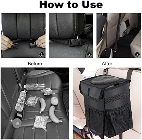 Car Trash Can Pack of 2 Foldable Garbage Bin Leakproof 2.3 Gallons Car Trash - Image 5