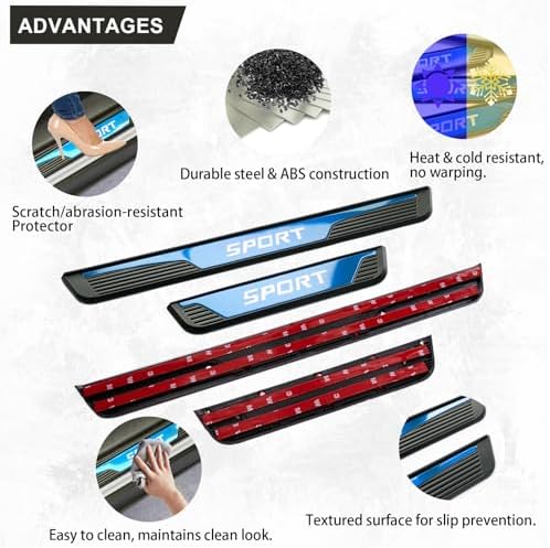4Pcs Stainless Steel Door Sill Protector, Car Door Sills Threshold Protection - Image 3