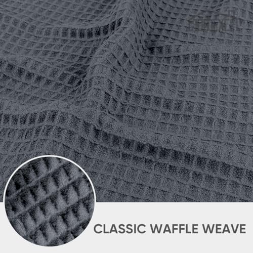 HOMEXCEL Waffle Weave Microfiber Towel, 10PK Waffle Towels Grey, 12 x 12in - Image 2
