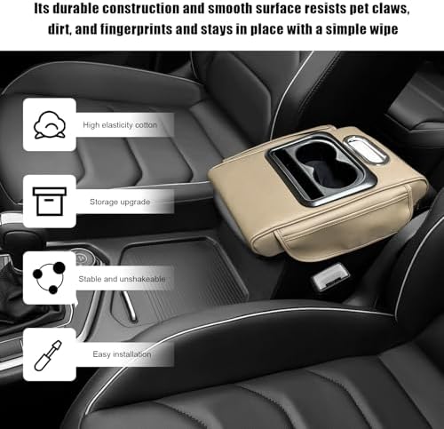 Car Center Console Armrest Pillow, Leather Arm Rest Cover Pad - Image 4