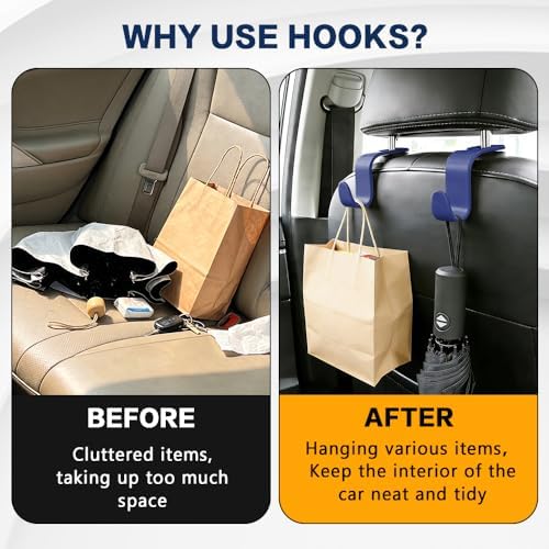 4PCS Car Seat Headrest Hooks, Car Purse Hook, Seat Back Organizer Storage - Image 4