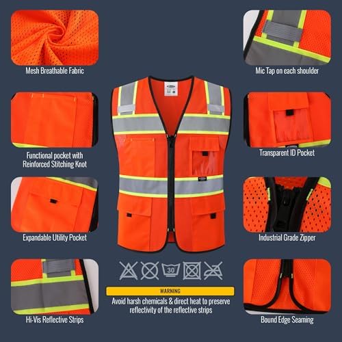 JKSafety Safety Vest for Men Women Hi Vis Relfective Vest - Image 2