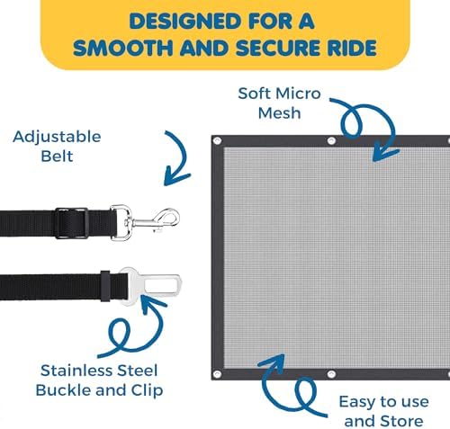 SunGrow Dog Seat Belts with Barrier, 2 Adjustable 28" Nylon Belts, and Trucks - Image 3