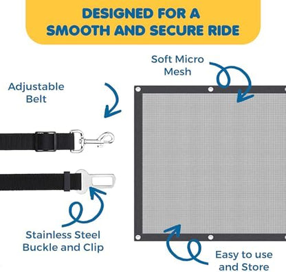 SunGrow Dog Seat Belts with Barrier, 2 Adjustable 28" Nylon Belts, and Trucks - Image 3
