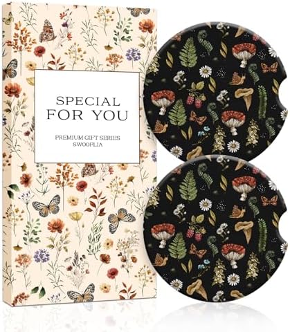Swooflia Elegant Ceramic Car Coasters Stylish Mushroom Cup Holder Coasters by Swooflia