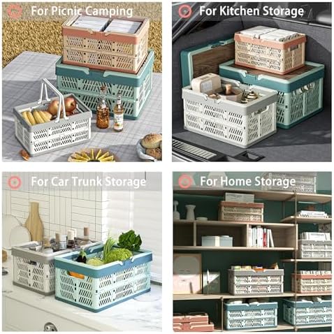 Collapsible Plastic Storage Crate - 20L Folding Organizer Basket Portable - Image 6