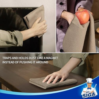 MR.SIGA Waffle Pattern Microfiber Cleaning Cloths, 6 Pack, Sandy Brown - Image 5