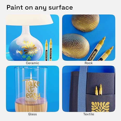 ARTISTRO Gold Acrylic Paint Markers - 3mm Medium-Tip - Set of 2 - Image 2