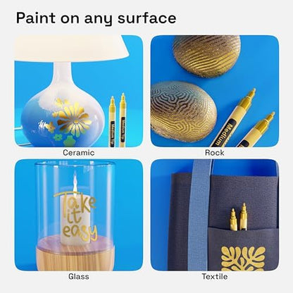 ARTISTRO Gold Acrylic Paint Markers - 3mm Medium-Tip - Set of 2 - Image 2
