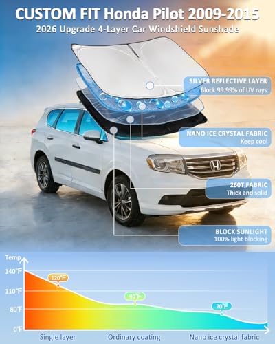 Windshield Sunshade for Honda Pilot 2009-2015 Sun Shade - Image 2