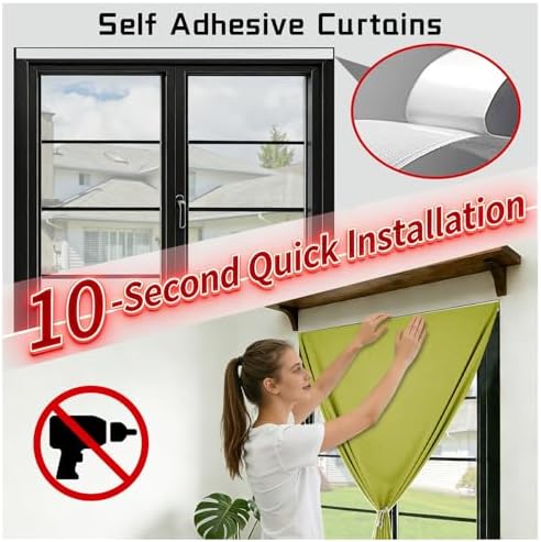 100% Blackout Self Adhesive Curtains- Stick on Curtains Shades Window Blinds - Image 3