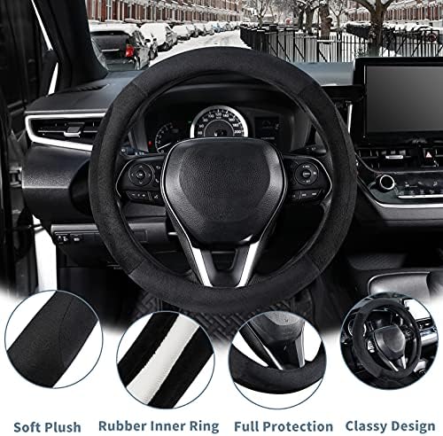 SEG Direct Car Steering Wheel Cover 15.25"-16", Plush Velvet Summer Winter - Image 2