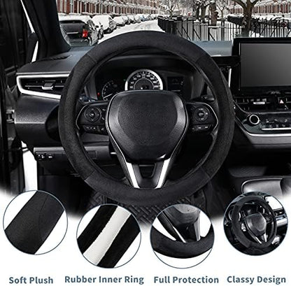 SEG Direct Car Steering Wheel Cover 15.25"-16", Plush Velvet Summer Winter - Image 2