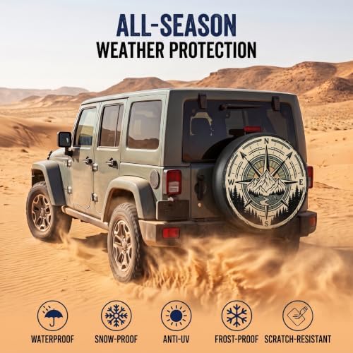 Mountain Compass Rv Spare Tire Cover 14 Inch Wheel, Universal Waterproof PVC - Image 3