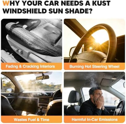 KUST Windshield Sun Shade for Tesla Model Y 2019-2024 Foldable Thicken Window - Image 6