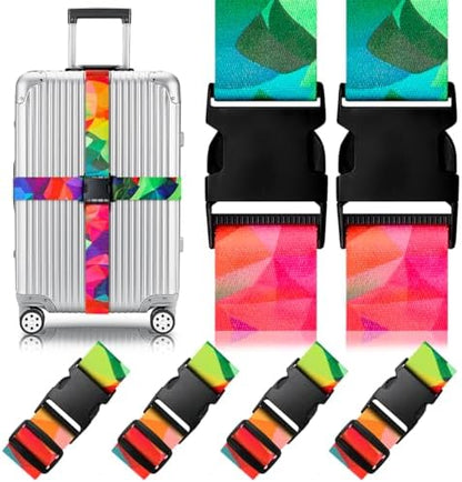 4 Pack Luggage Straps for Suitcases Adjustable Luggage Belt Suitcase Strap by Gutsdoor