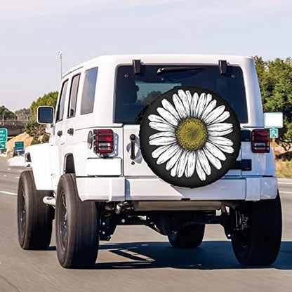 Daisy Flower Spare Tire Cover Wheel Tire Cover Fit Trailer, SUV and Many - Image 3