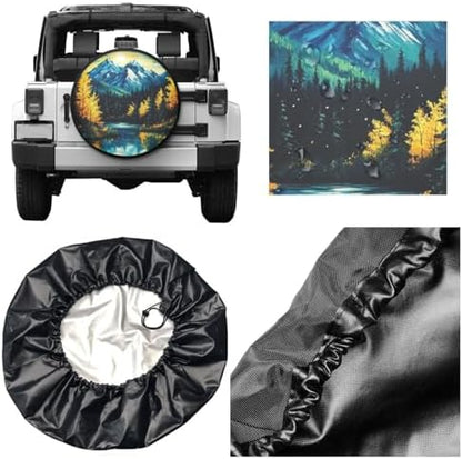 Starry Sky Blue Lake Spare Tire Cover - Image 3