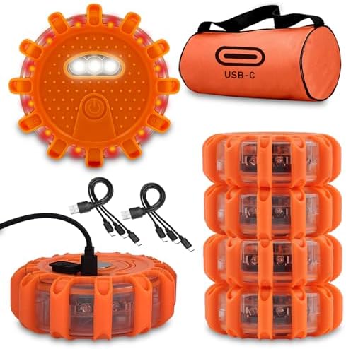 Ecoangel Upgraded USB-C Rechargeable LED Emergency Road Flares by ECOANGEL