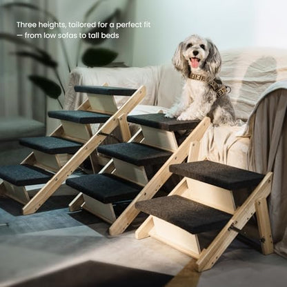 MEWANG Wood Pet Stairs, 4-Step Dog Stairs - Image 5