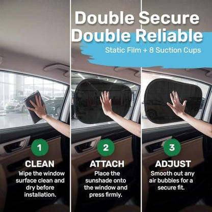 GENANY Black Car Side Window Sun Shades 2 Piece 21 x 14 Inch - Image 5