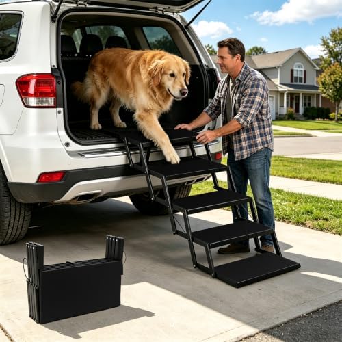 Foldable Dog Stairs for Car, HisFox Portable Dog Steps for Dogs, 5 Steps by Unknown