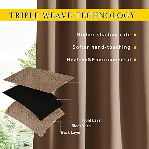 NICETOWN 2 Panels Thermal Outdoor Curtains Windproof W52xL72 Tan - Image 4