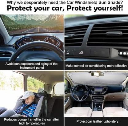 Moukeren 6 Pcs Car Windshield Sun Shade Set Front Rear Window - Image 7