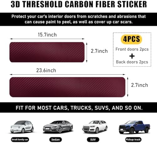 Ohleats 4 PCS Car Door Sill Protectors, Anti Scratch Carbon Fiber Auto - Image 2