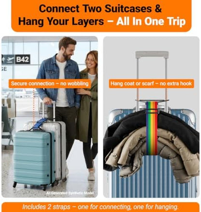 2 Pack Luggage Connector Straps–Add A Bag Hands-Free Suitcase Connector - Image 2