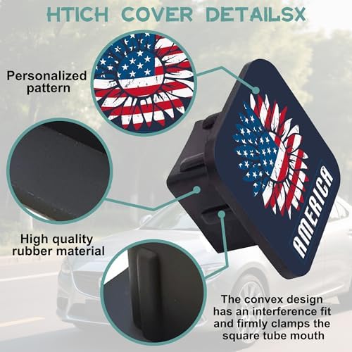 Trailer Hitch Cover, USA American Flag Sunflower Tow Hitch Cover - Image 4