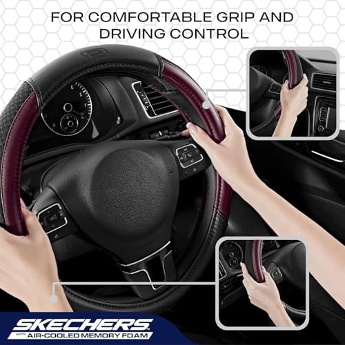 Skechers Air-Cooled Steering Wheel Cover, Leather Car Steering Wheel Cover - Image 5