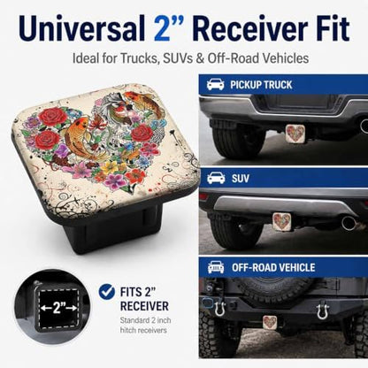 Trailer Hitch Covers Flower Heart, Heavy Duty 2 Inch Hitch Cover - Image 4