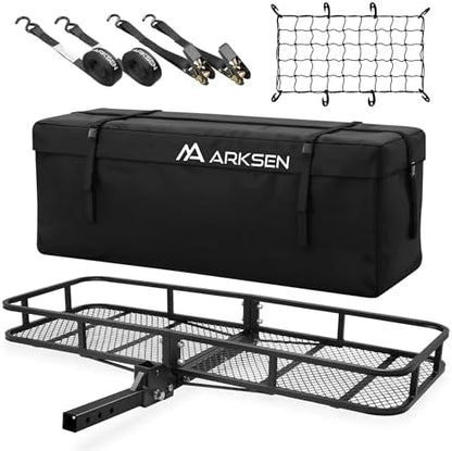 ARKSEN 60" x 23" x 5.5" Folding Hitch Cargo Carrier w/Bag, 2 Straps&Net by ARKSEN