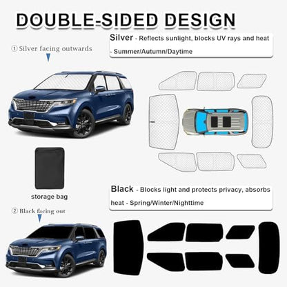 KMF 8pcs Thicken Sun Shades for Kia Carnival 2022-2025 2026 Accessories - Image 4
