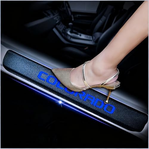 4Pcs Car Door Sill Protector for Chevy Colorado, Carbon Fiber Anti-Scratch by Unknown