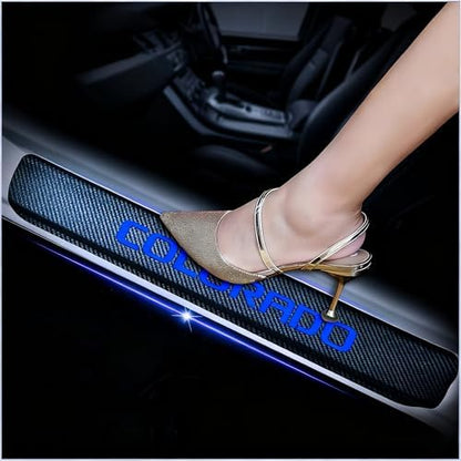4Pcs Car Door Sill Protector for Chevy Colorado, Carbon Fiber Anti-Scratch by Unknown
