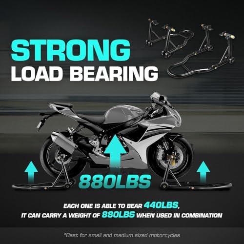 DNA Motoring Motorcycle Stand Lift Universal Paddock Lift Stand 880 Capacity - Image 5