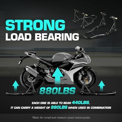 DNA Motoring Motorcycle Stand Lift Universal Paddock Lift Stand 880 Capacity - Image 5