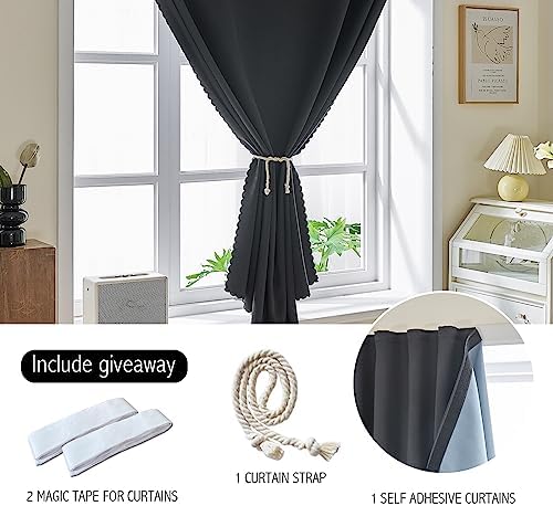 AJAZZ 100% Window Blinds Blackout Portable Black Out Curtains Adhesive Curtains - Image 2