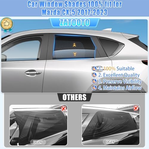 ZATOOTO Car Window Shades for CX-5 2017-2023, Rear Side Breathable Mesh - Image 3