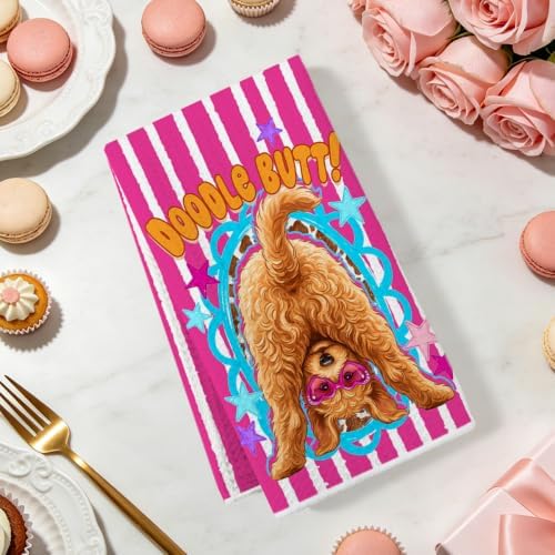 2 Pcs Funny Dog Mom Kitchen Towels, Soft Absorbent Waffle Hand Tea Towel - Image 2