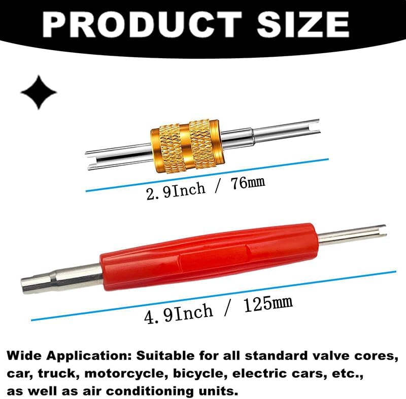 6Pcs Valve Stem Removal Tool Kit, R134a R12 A/C HVAC Air Conditioner Schrader - Image 3