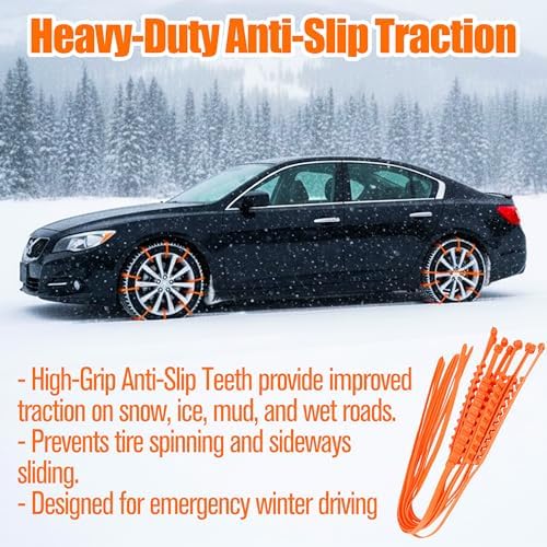 20PCS Tire Zip Ties for Snow Chains Wheel Traction Straps, Adjustable Anti Slip - Image 3