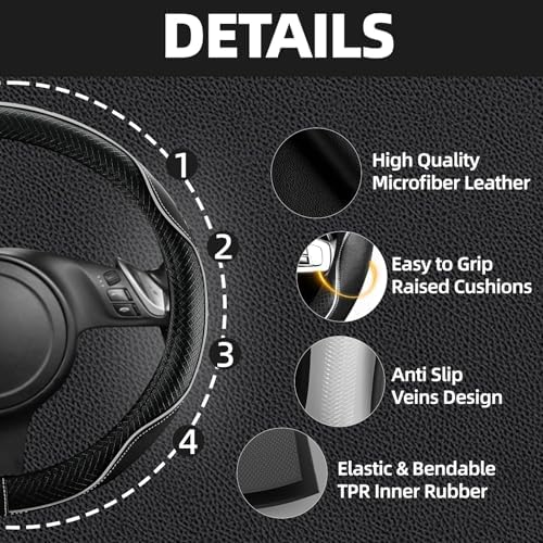 NBTEPEM 10 Pcs Car Floor Mats Full Set Car Accessories, Microfiber Leather - Image 2