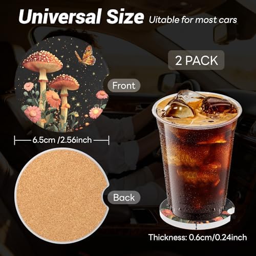 2 Pack Ceramic Car Coasters for Cup Holder, 2.56 in Anti Slip Absorbent Coaster - Image 4