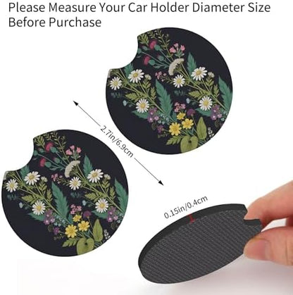 Wildflower car Steering Wheel Cover Women 15in Flower 2 Cup Coasters - Image 6